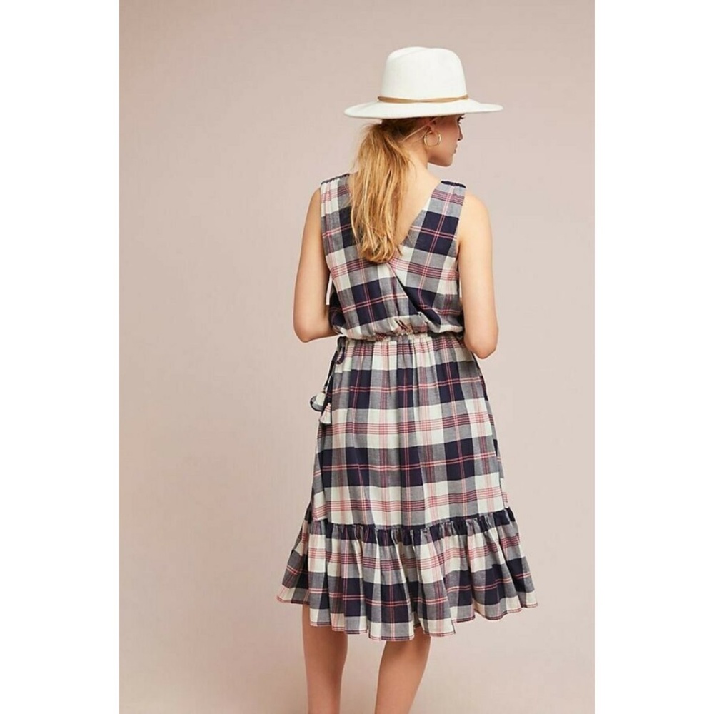 New Anthropologie Dickens Plaid Dress Size LP - Picture 2 of 4